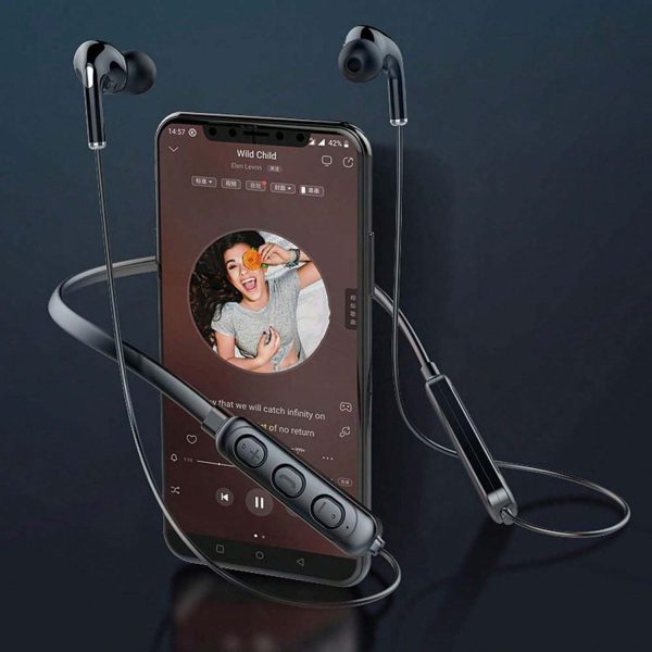 Black Neck Hanging Wireless Sports Earbuds Stereo Bass Outdoor Sports Fitness Running Exercise Headphones - Image 10