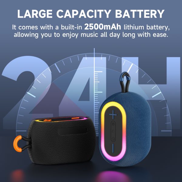 JYX L1Black Portable Bluetooth Speaker & Mini Wireless Speaker With DJ Lights Rich Stereo Bass Aux & IPX7 Waterproof Outdoor Speaker - Image 6