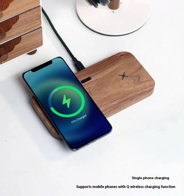 Walnut Universal Double Charge 15W Fast Charge Wireless Phone Charger - Image 5