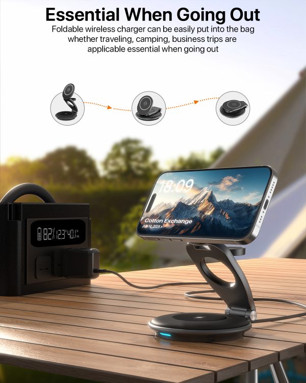 3 In 1 Wireless Travel Magsafe Charger Station For Multiple Devices Magnetic Foldable Charger 30W Charger Included - Image 6