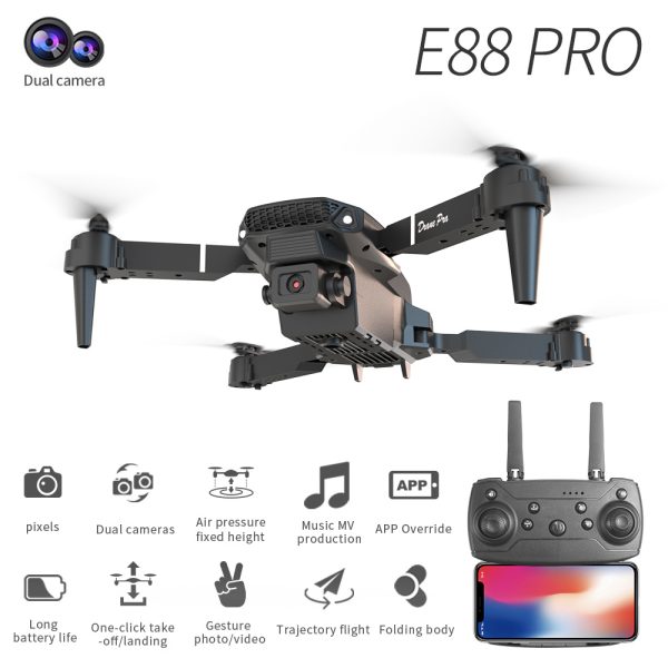E88 Dual Camera Drone, WiFi FPV Double Folding RC Quadcopter Altitude Hold, Remote Control Toy For Beginners, Ideal Men's Gift For Outdoor Fun, Great For Christmas, Halloween, And Thanksgiving - Image 4