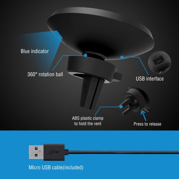 1Pc Magnetic  Qi Wireless Car Charger Car Phone Charger For IOS Phone XS MAX XR Galaxy S10 S9 Tablet GPS Device - Image 5