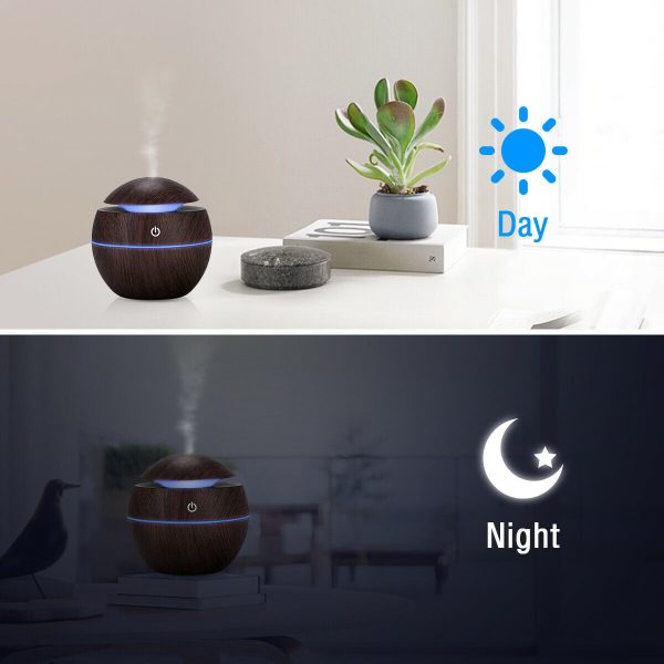 USB Aroma Humidifier ESSential Oil Diffuser Ultrasonic Cool Mist Humidifier Air Humificador With 7 Color Change Air Humidifier Aroma Diffuser Essential Oil Humidifier Mist Maker Aromatherapy Wood - Image 9
