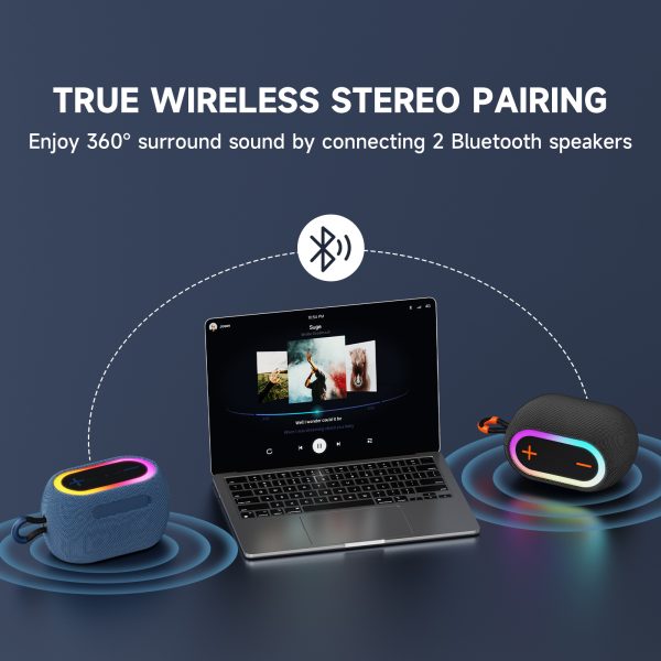 JYX L1Black Portable Bluetooth Speaker & Mini Wireless Speaker With DJ Lights Rich Stereo Bass Aux & IPX7 Waterproof Outdoor Speaker - Image 5