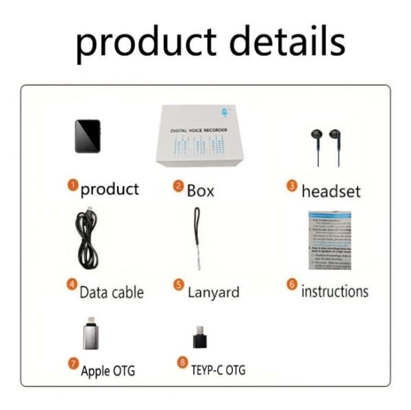 Voice Recorder, Extra-long Standby, Stereo Speaker, Built-in Magnet, Black Mirror - Image 2