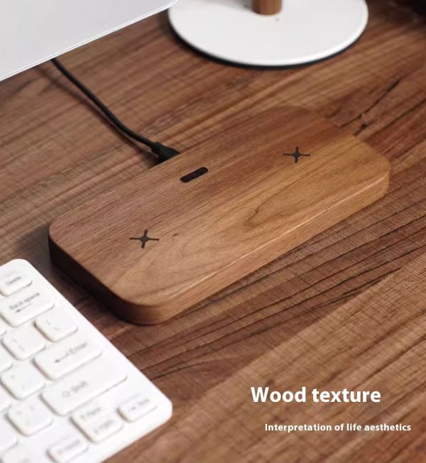 Walnut Universal Double Charge 15W Fast Charge Wireless Phone Charger - Image 3