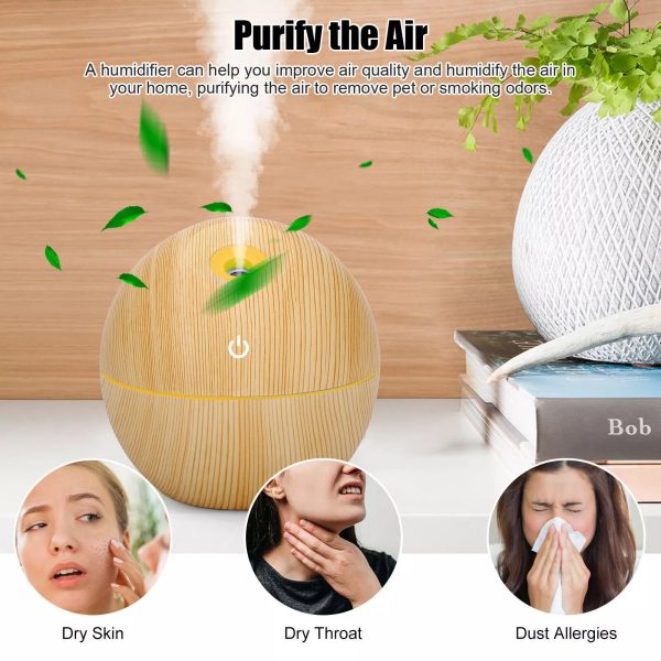 USB Aroma Humidifier ESSential Oil Diffuser Ultrasonic Cool Mist Humidifier Air Humificador With 7 Color Change Air Humidifier Aroma Diffuser Essential Oil Humidifier Mist Maker Aromatherapy Wood - Image 3
