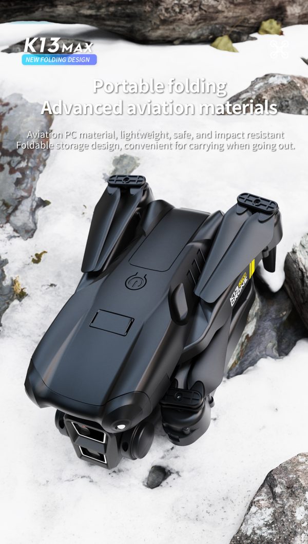 TheK13 Smart Camera Drone With 2 Batteries Features Real-time Image Transmission From A Single Camera. It Has One-click Touch And Landing Functions. This Is A Foldable Remote-controlled Drone Toy, Ma - Image 5