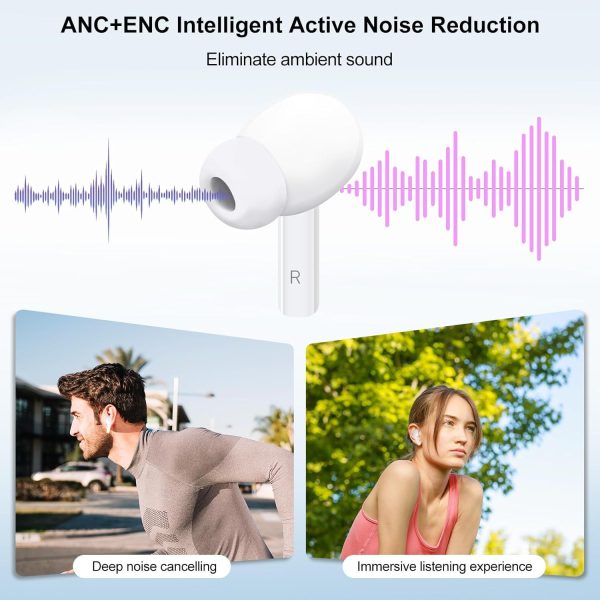 Wireless Earbuds, 5.4 Bluetooth Headphones With Touch Screen Ear Buds, ANC ENC Noise Cancelling Earbuds Headphones With Microphone, Wireless Bluetooth In Ear Earphones For Android IOS Phones - Image 3