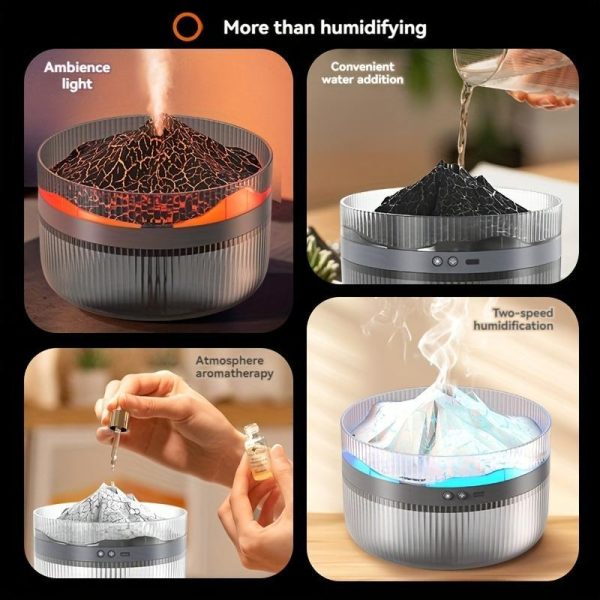 2 Color LED Mood Simulation Volcano Flame Light Humidifier -2L Large Capacity, Aromatherapy Diffuser With Timer, Auto Shutoff, Ultra Quiet Operation, Suitable For Bedroom, Office, Living Room Portable - Image 6