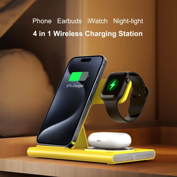 Wireless Charger Station, 4 In 1 Foldable 15W Fast Charging Wireless Charging Station With Night Light For IPods IWatch - Image 5