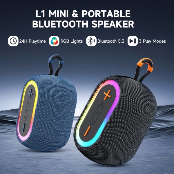 JYX L1Black Portable Bluetooth Speaker & Mini Wireless Speaker With DJ Lights Rich Stereo Bass Aux & IPX7 Waterproof Outdoor Speaker - Image 4