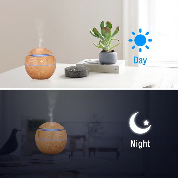 USB Aroma Humidifier ESSential Oil Diffuser Ultrasonic Cool Mist Humidifier Air Humificador With 7 Color Change Air Humidifier Aroma Diffuser Essential Oil Humidifier Mist Maker Aromatherapy Wood - Image 10