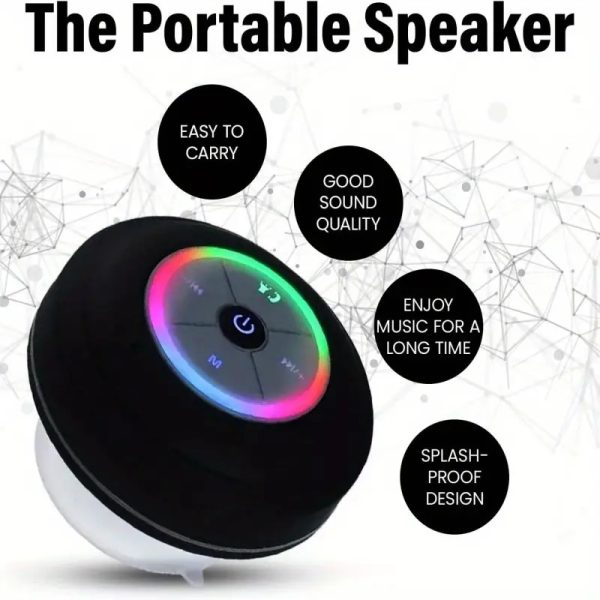 Wireless Speaker In The Bathroom - Audio, USB Charging Button Control, With Suction Cup, Secure Installation - Wireless Connection - Image 4