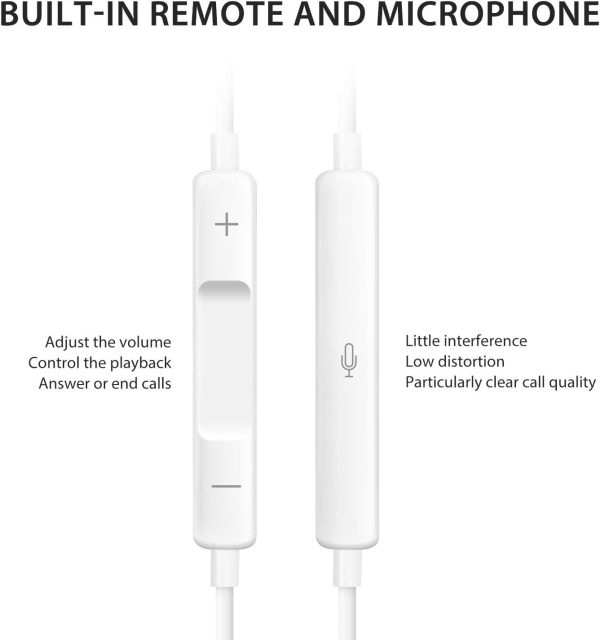 Lightning In-ear Headphones For IPhone14,13,12,11,7,8 Plus, XS, With Lightning Connector, IPhone Wired Earbuds, Built-in Remote Control To Control Music, Calls, And Volume - Image 2