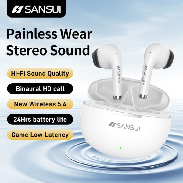 US Warehouse Sansui W6 TWS ENC Noise Reduction Call Earbuds Gaming In-Ear Hi-Fi Stereo Sound Wireless Bluetooth Earphone Airbuds