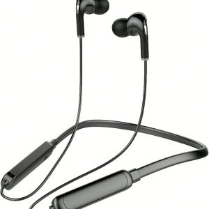 Black Neck Hanging Wireless Sports Earbuds Stereo Bass Outdoor Sports Fitness Running Exercise Headphones