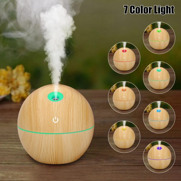 USB Aroma Humidifier ESSential Oil Diffuser Ultrasonic Cool Mist Humidifier Air Humificador With 7 Color Change Air Humidifier Aroma Diffuser Essential Oil Humidifier Mist Maker Aromatherapy Wood - Image 2