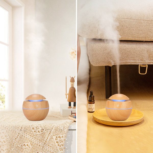 USB Aroma Humidifier ESSential Oil Diffuser Ultrasonic Cool Mist Humidifier Air Humificador With 7 Color Change Air Humidifier Aroma Diffuser Essential Oil Humidifier Mist Maker Aromatherapy Wood - Image 8