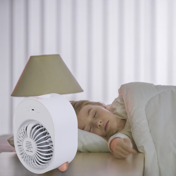 4 In 1 Portable Mini Desktop Air Conditioner Fan Water Mist Cooling Fan USB Rechargeable Humidifier Fan Evaporative Air Cooler 3 Wind Modes Colorful Lights - Image 3