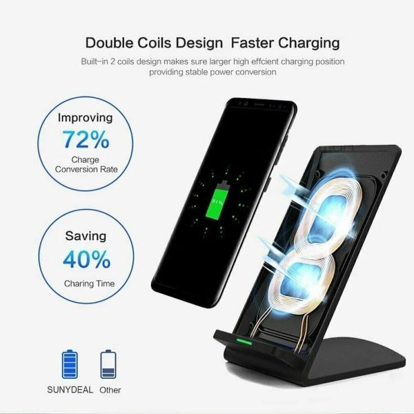 Qi Wireless Fast Charger Charging Pad Stand Dock For Galaxy Phone - Image 3