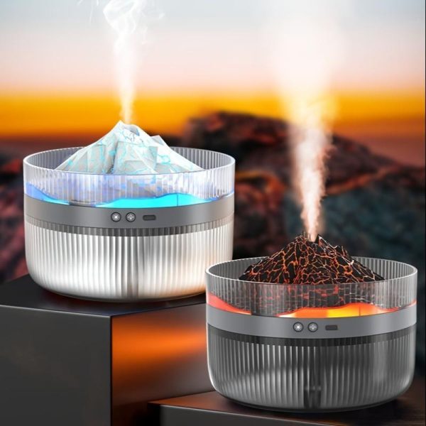 2 Color LED Mood Simulation Volcano Flame Light Humidifier -2L Large Capacity, Aromatherapy Diffuser With Timer, Auto Shutoff, Ultra Quiet Operation, Suitable For Bedroom, Office, Living Room Portable - Image 9