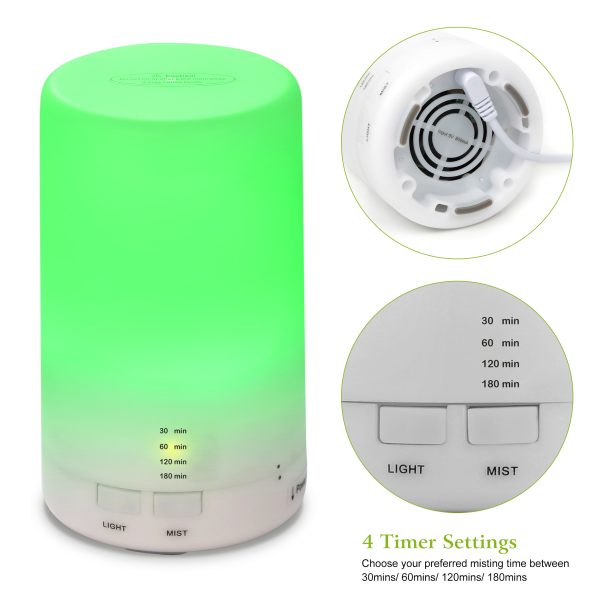 1Pc Mini Cool Mist Humidifier Ultrasonic Aroma Essential Oil Diffuser With 7 Color LED Lights 4 Timer Settings For Office Home Room Vehicle Study Yoga Spa - Image 2