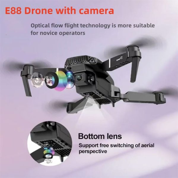 The Battery Configuration Of The E88 Smart Camera Drone Features Real-time Image Transmission From A Single Camera. It Has One-click Touch And Landing Functions. This Is A Foldable Remote-controlled D - Image 4