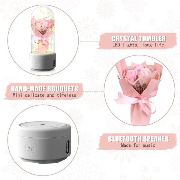 Creative 2 In 1 Bouquet LED Light And Bluetooth-compatible Speaker Mother's Day Gift Rose Luminous Night Light Ornament In Glass Cover - Image 5