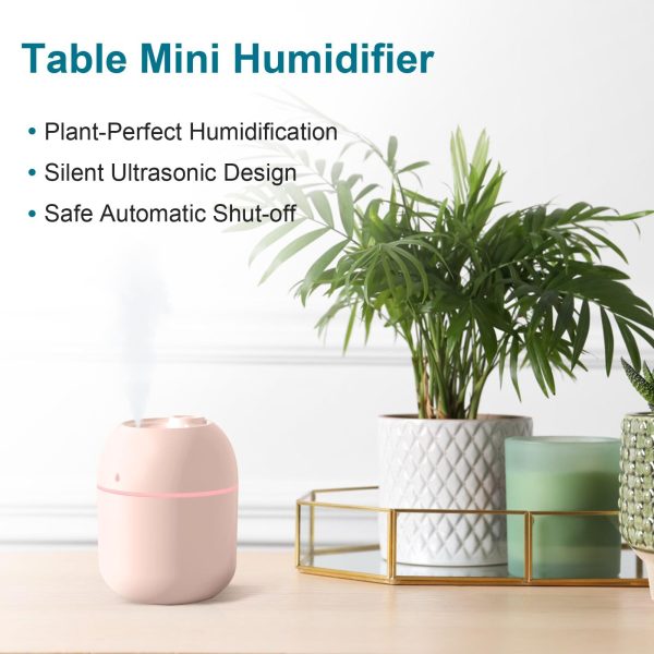 Portable Mini Humidifier 220ml Small Cool Mist Humidifier USB Personal Desktop Humidifier For Bedroom Travel Office Home - Image 2