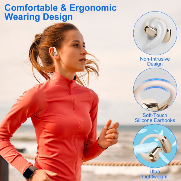 1 Set Wireless V5.4 Open Ear Earbuds With Earhook LED Display Charging Case IPX5 Waterproof 300Hrs Standby Time Touch Control Stereo Sport Headphones For Workout Running - Image 8