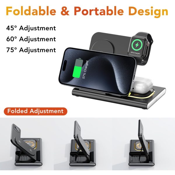 Wireless Charger Station, 4 In 1 Foldable 15W Fast Charging Wireless Charging Station With Night Light For IPods IWatch - Image 10