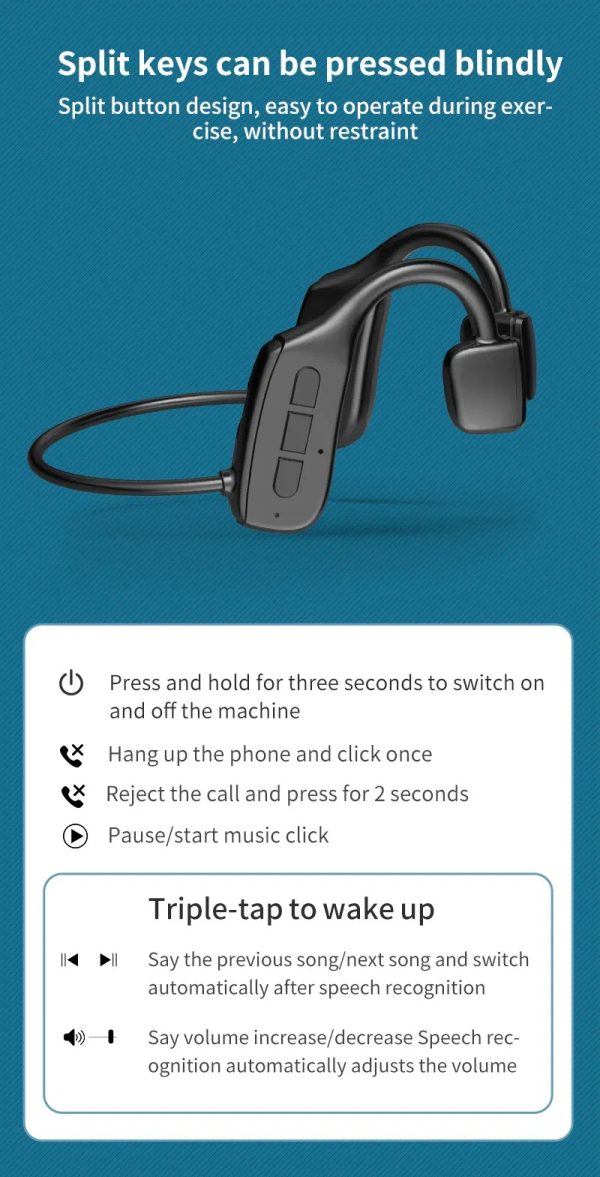 Bone Conduction Headphones Bluetooth 5.1 Wireless Headset Earbuds Outdoor Sport - Image 10