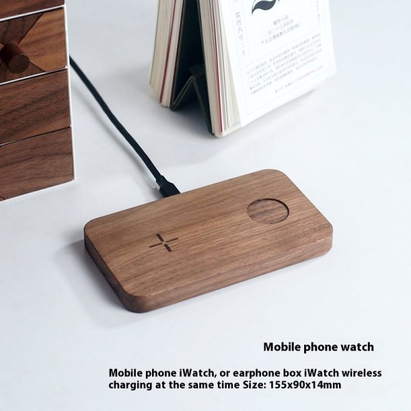 Walnut Universal Double Charge 15W Fast Charge Wireless Phone Charger - Image 2