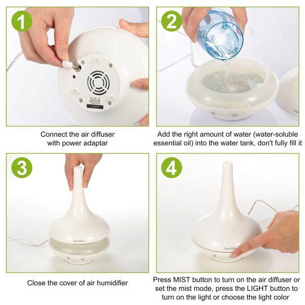 1Pc 200ml Cool Mist Humidifier Ultrasonic Aroma Essential Oil Diffuser With 7 Color LED Lights Waterless Auto Off For Office Home Room Study Yoga Spa - Image 5