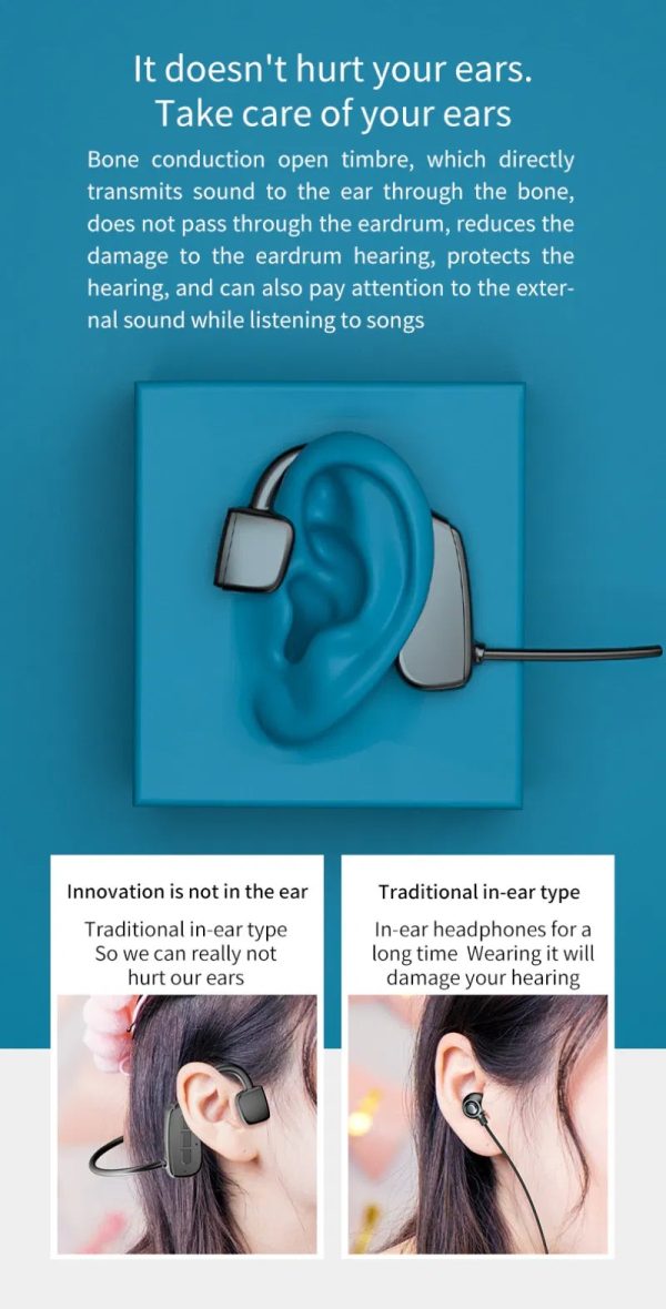 Bone Conduction Headphones Bluetooth 5.1 Wireless Headset Earbuds Outdoor Sport - Image 3