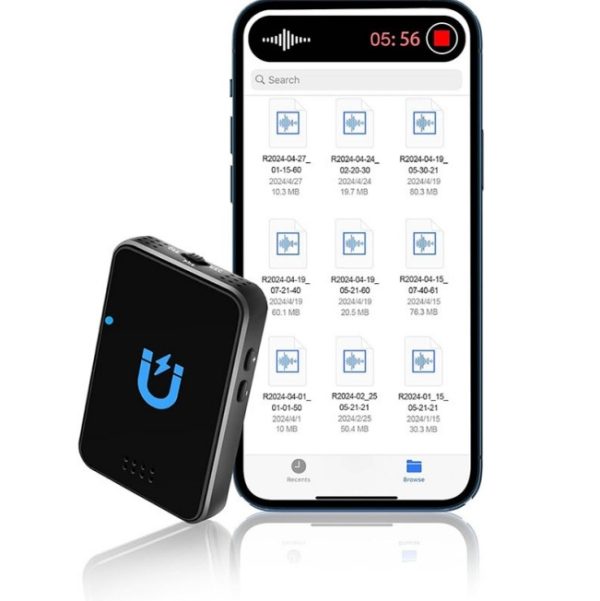Voice Recorder, Extra-long Standby, Stereo Speaker, Built-in Magnet, Black Mirror - Image 3