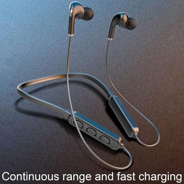 Black Neck Hanging Wireless Sports Earbuds Stereo Bass Outdoor Sports Fitness Running Exercise Headphones - Image 9