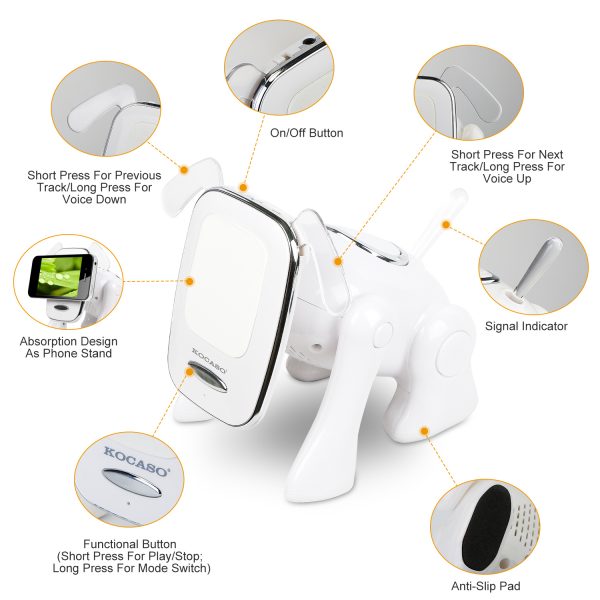Puppy Dog Wireless Speaker Portable Mini Music Player Stereo Cute Animal Speaker With Built-In Mic FM Radio Stereo Bass MMC Card Slot USB Port For Cellphone Tablet - Image 4
