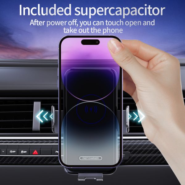 Wireless Car Charger 15W Fast Charging Auto Clamping Car Charger Phone Mount Phone Holder Fit - Image 4
