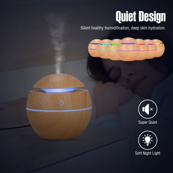 USB Aroma Humidifier ESSential Oil Diffuser Ultrasonic Cool Mist Humidifier Air Humificador With 7 Color Change Air Humidifier Aroma Diffuser Essential Oil Humidifier Mist Maker Aromatherapy Wood - Image 7