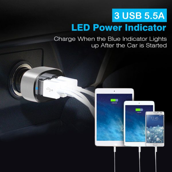 1Pc 3Port USB Car Charger  30W 5.5A For IOS Phone 16 15 14 And More - Image 5