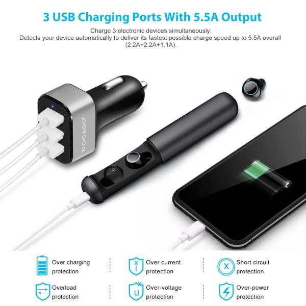1Pc 3Port USB Car Charger  30W 5.5A For IOS Phone 16 15 14 And More - Image 8