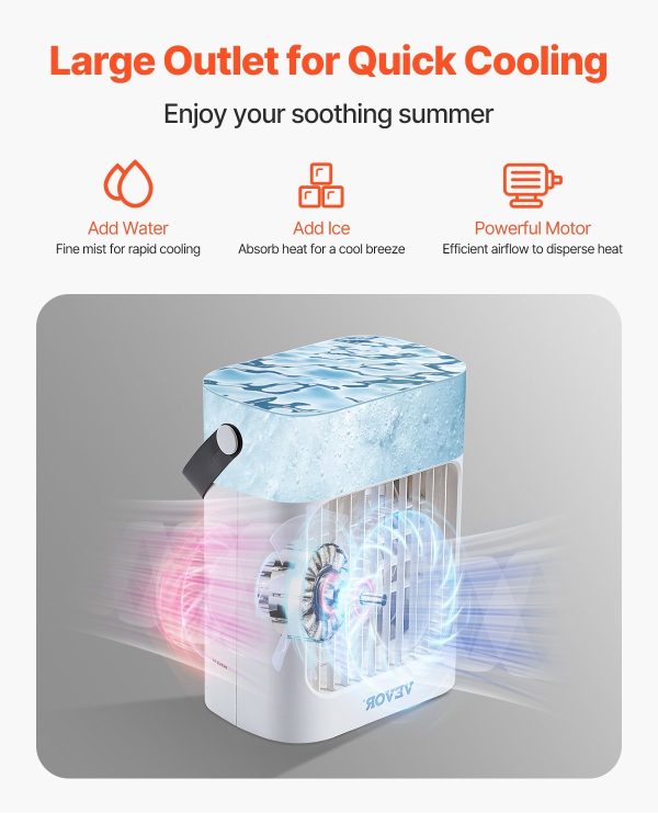 Portable Air Conditioner 4-in-1 Evaporative Air Cooler 700ml Water Tank - Image 3
