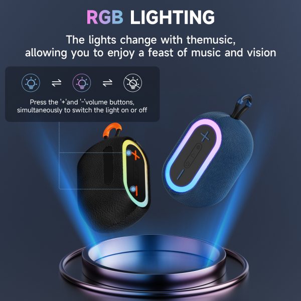 JYX L1Black Portable Bluetooth Speaker & Mini Wireless Speaker With DJ Lights Rich Stereo Bass Aux & IPX7 Waterproof Outdoor Speaker - Image 3