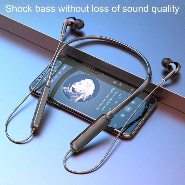 Black Neck Hanging Wireless Sports Earbuds Stereo Bass Outdoor Sports Fitness Running Exercise Headphones - Image 3